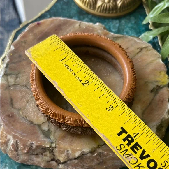 Vintage Carved Celluloid Bangle Bracelets - Picture 3 of 4